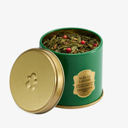 Boîte métallique Noël en Laponie de Dammann Frères, thé vert aromatisé aux notes d’orange, de cannelle, de canneberge et de baie rose, 100 g.