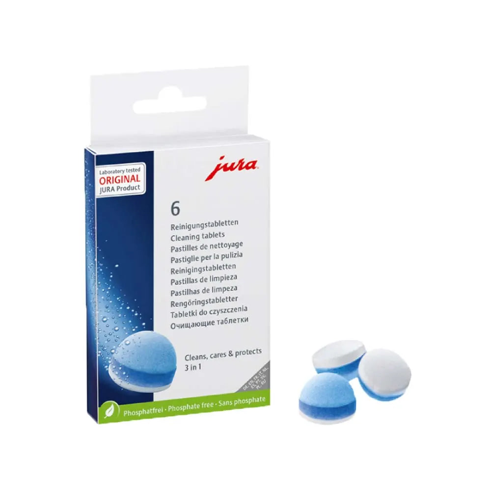 Boîte de 6 pastilles de nettoyage JURA 3 phases pour machine à café automatique