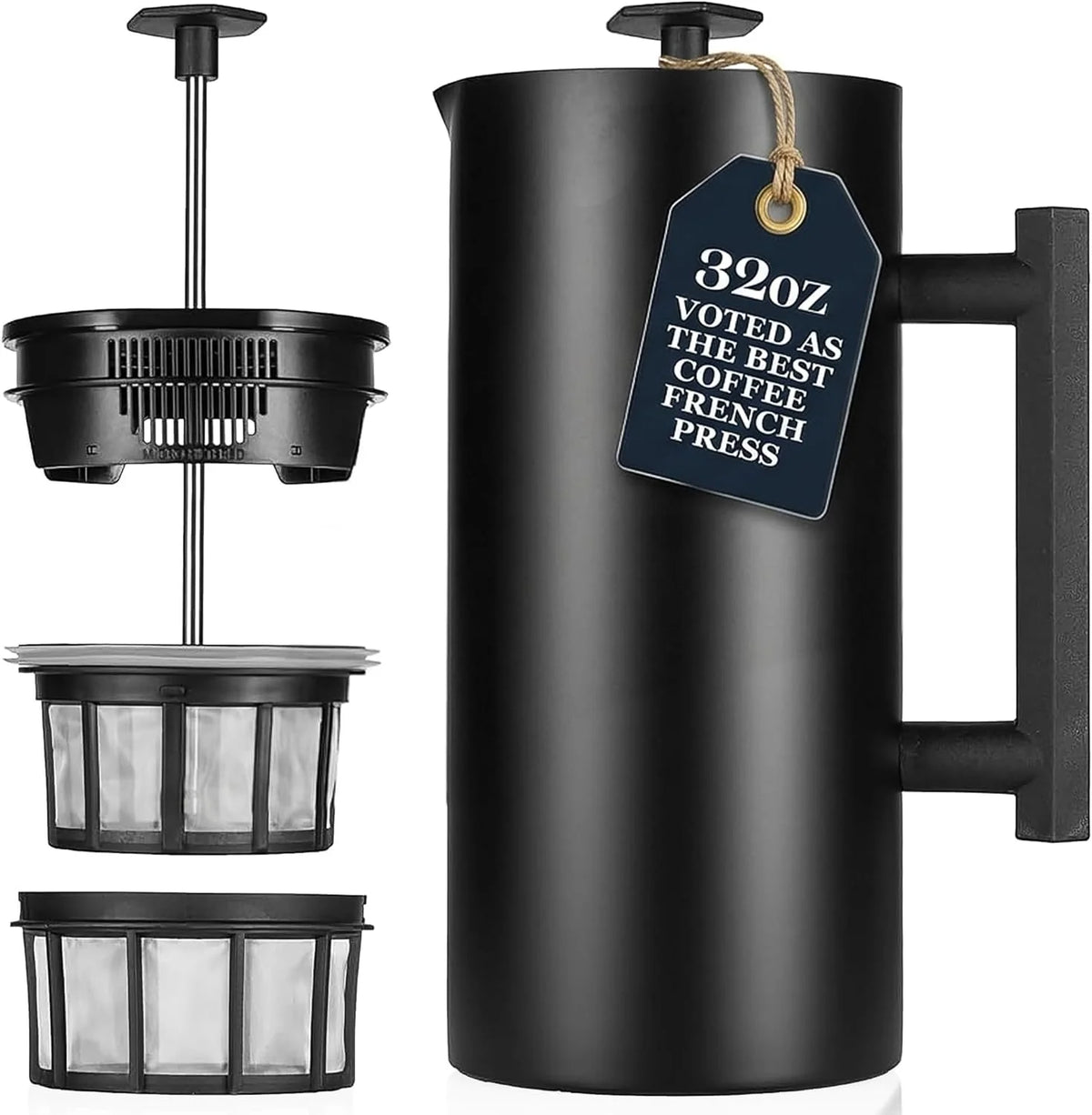 Cafetière à piston isotherme ESPRO P6 946 ml en acier inoxydable à double paroi avec double filtre