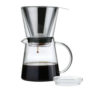 Cafetière filtre manuelle Coffee Drip Zassenhaus de 750 ml en verre avec filtre en acier inoxydable et couvercle.