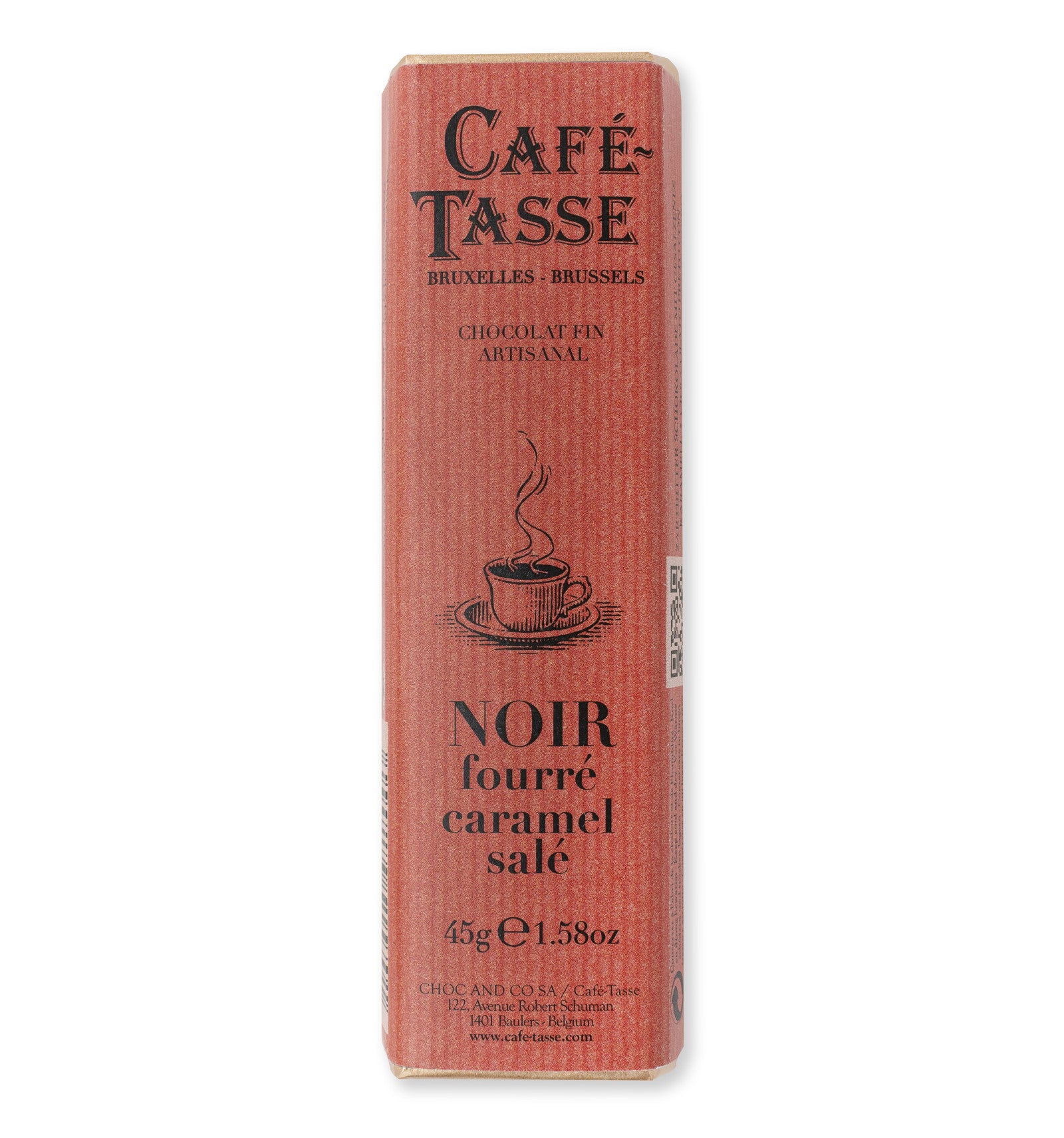 Barre Café-Tasse de chocolat noir fourrée au caramel salé, 45 g
