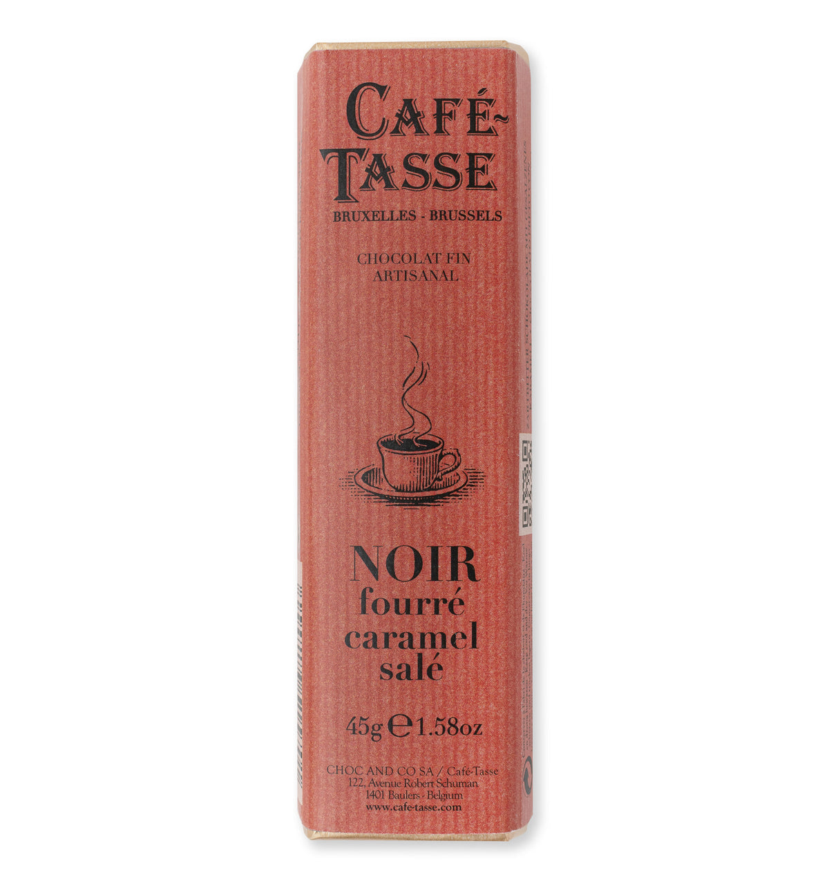 Barre Café-Tasse de chocolat noir fourrée au caramel salé, 45 g