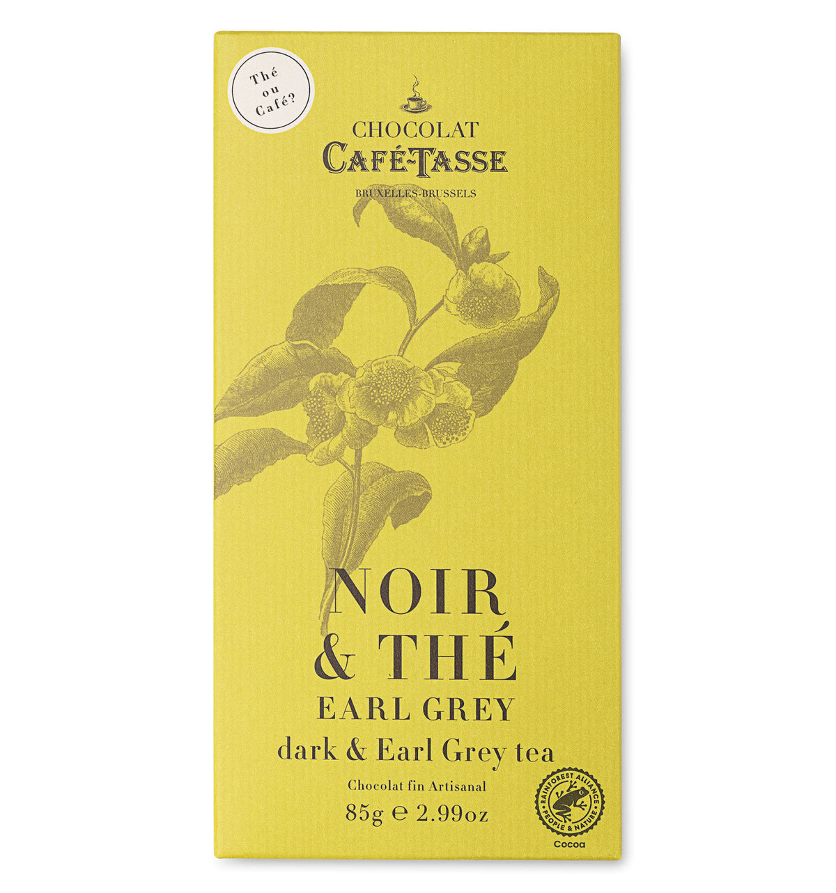 Tablette Café-Tasse de chocolat noir 60 % au thé Earl Grey et à la bergamote, 85 g