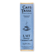 Barre Café-Tasse au chocolat au lait 38 % fourrée au caramel salé coulant, 45 g