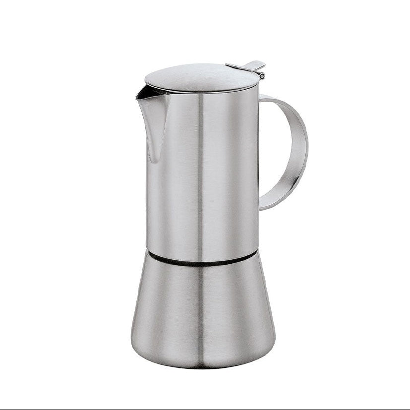 Cafetière italienne Cilio Aida en acier inoxydable satiné, disponible en 4 et 6 tasses