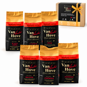 Coffret découverte Cafés Van Hove composé de six mélanges de café : Black Label, 3 Goûts, 1954, Maison, Cérémonie et Expresso.