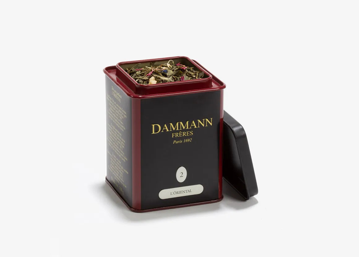 L’Ôriental – Thé vert aux notes de passion, pêche et fraise des bois, boîte 100 g