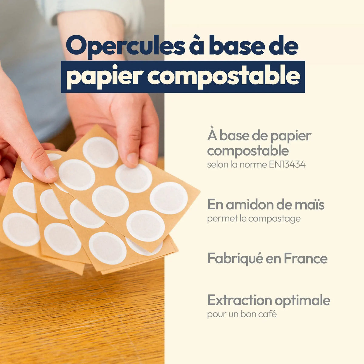 Opercules en papier compostable à base d'amidon pour Nespresso