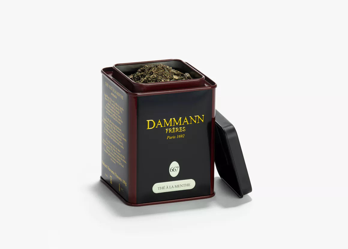 Thé vert à la menthe aromatisé, boîte 100g - Cafés Van Hove