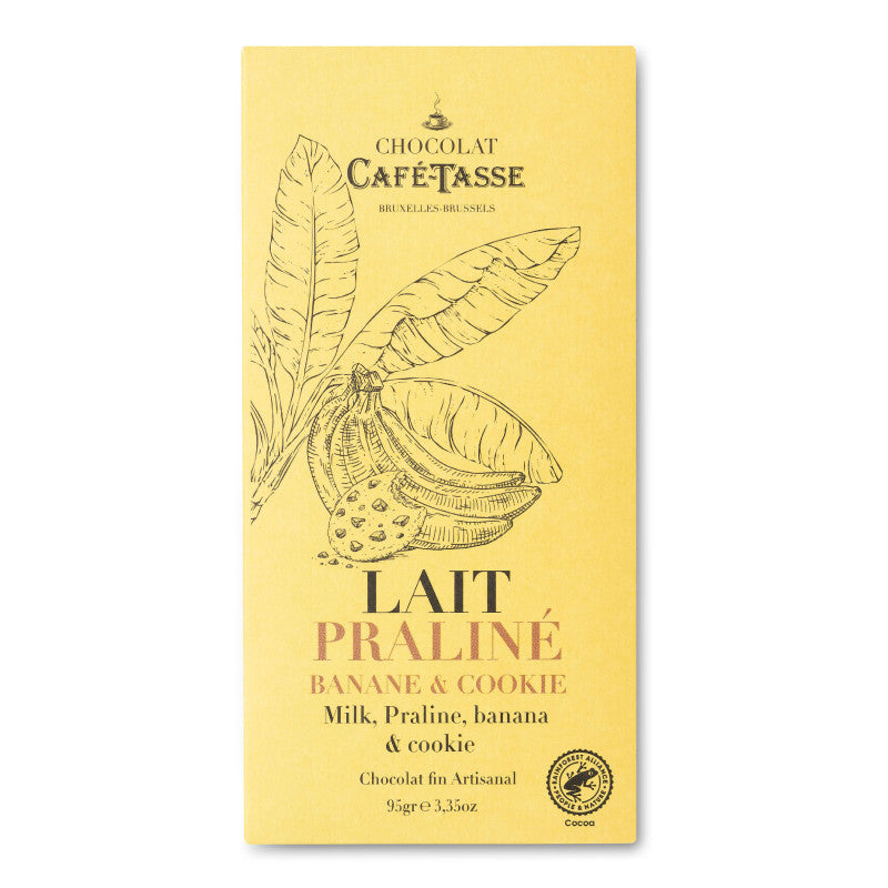 Tablette de chocolat au lait Café-Tasse au praliné banane et cookie 95 g