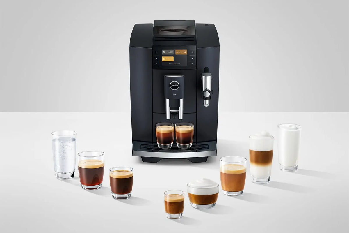 machine à café Jura E8 Cosmic Black différentes préparations 