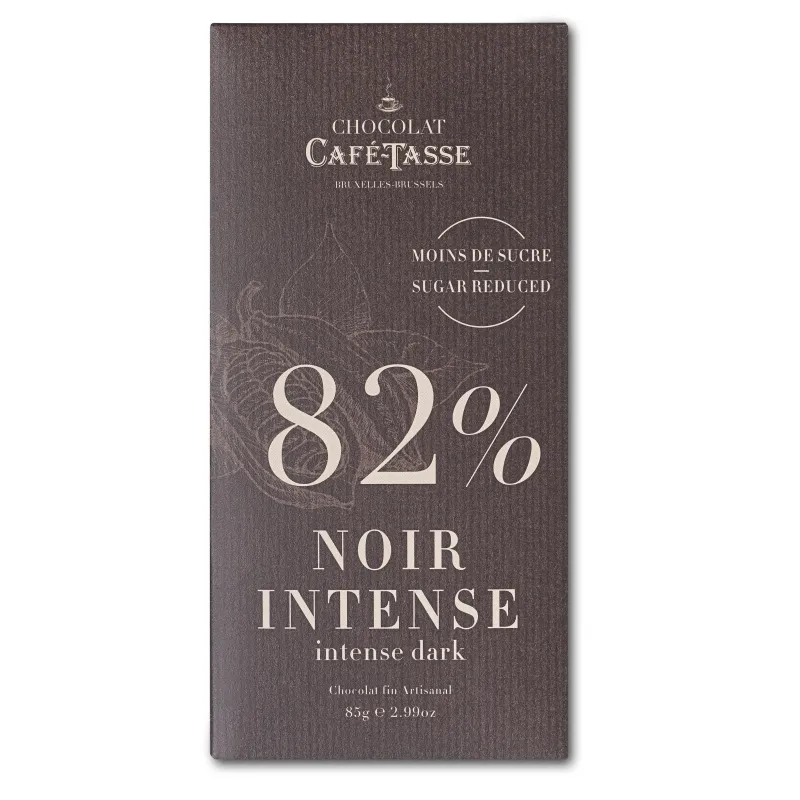 Tablette de chocolat noir Café-Tasse 82 % cacao sans sucres ajoutés 85 g