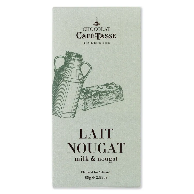 Tablette de chocolat au lait Café-Tasse 38 % cacao et nougat 85 g