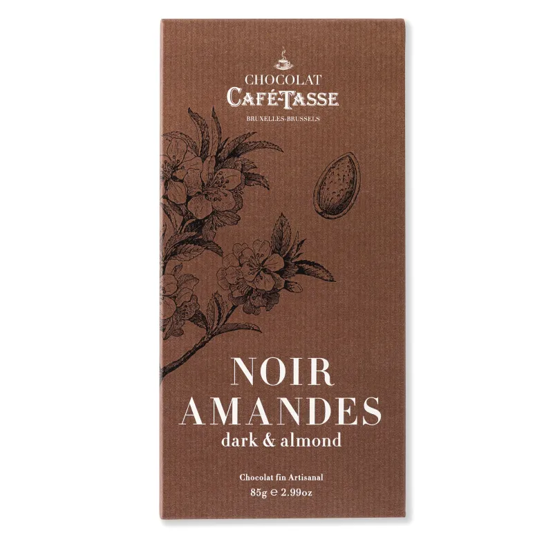 Tablette de chocolat noir Café-Tasse 60 % cacao aux amandes grillées 85 g