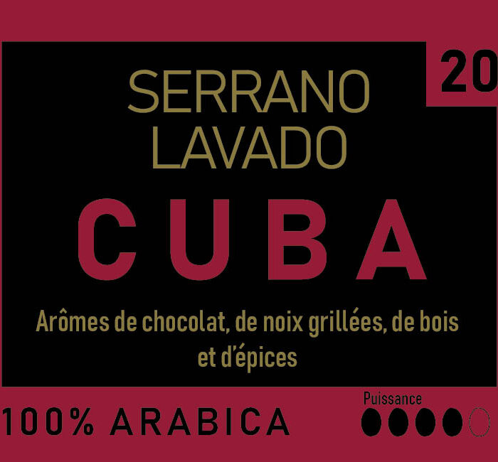 Etiquette pour notre Café provenant de Cuba