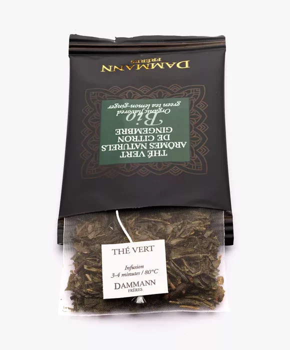 Sachet de THÉ VERT ARÔMES NATURELS DE CITRON GINGEMBRE BIO