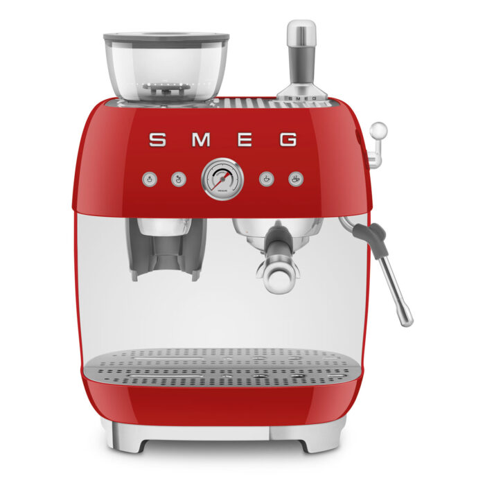 Smeg espressomachine met geïntegreerde molen - Rood