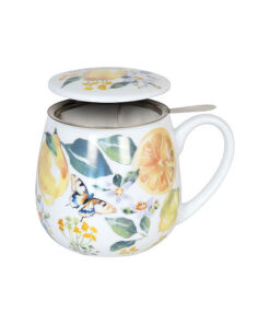 Tasse à thé avec passoire et couvercle Thé Fruité Citron. Mug/tasse avec une jolie forme flatteuse, parfaite pour se réchauffer les mains. Livraison rapide.