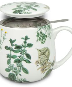 Mes herbes à thé préférées tasse avec passoire et couvercle