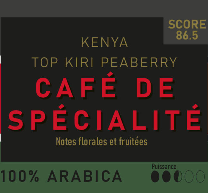 Etiquette Café de spécialité KENYA TOP KIRI PEABERRY