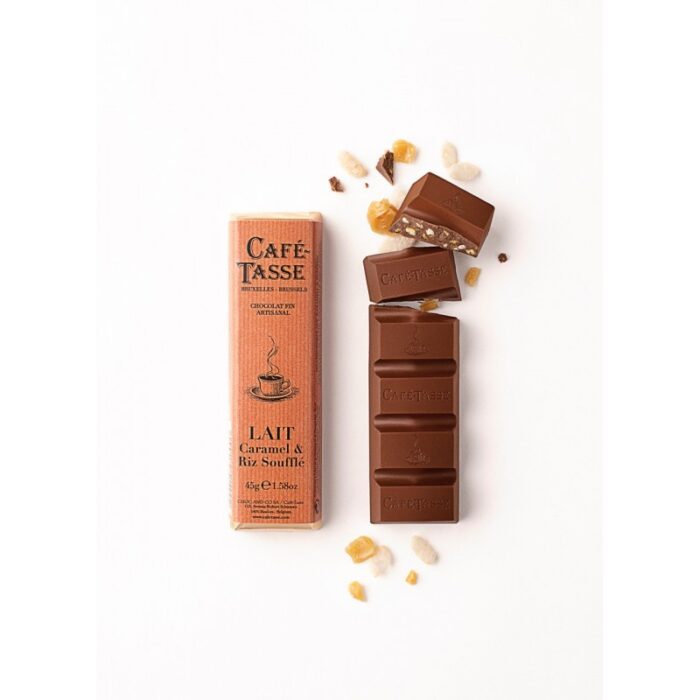 Barre de chocolat au lait caramel riz soufflé Café Tasse