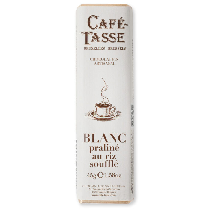 Barre de chocolat blanc praliné et riz soufflé
