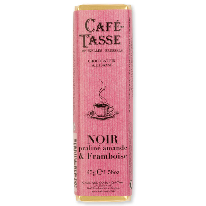 Barre de chocolat noir praliné framboise