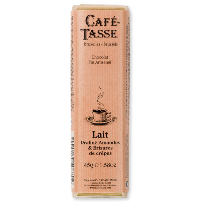 Barre de chocolat au Lait, praliné Amandes et Crépailletes