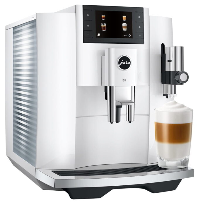 Jura E8 Piano White préparation latte macchiato
